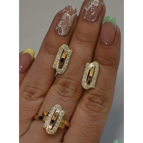 Серебряный набор со вставками из золота (006)