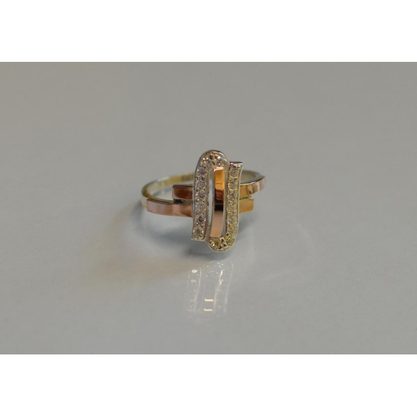 Серебряное кольцо со вставками из золота (006к)