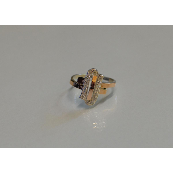 Серебряное кольцо со вставками из золота (006к)