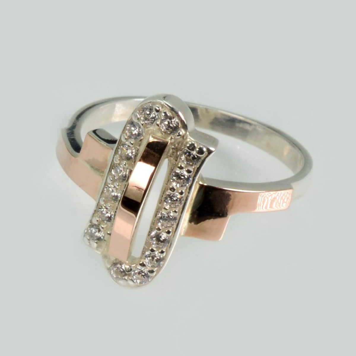 Серебряное кольцо со вставками из золота (006к)