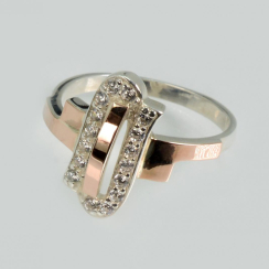 Серебряное кольцо со вставками из золота