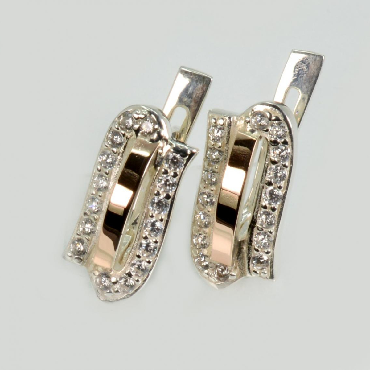 Серебряные серьги с золотыми накладками (006с)