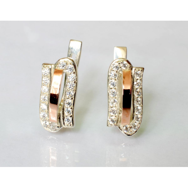 Серебряные серьги с золотыми накладками (006с)