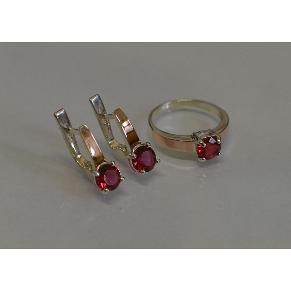 Серебряный набор с напайками из золота (007)