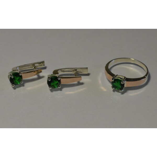 Серебряный набор с напайками из золота (007)