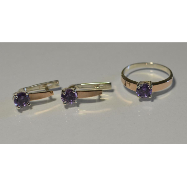 Серебряный набор с напайками из золота (007)