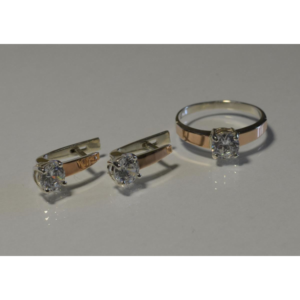 Серебряный набор с напайками из золота (007)