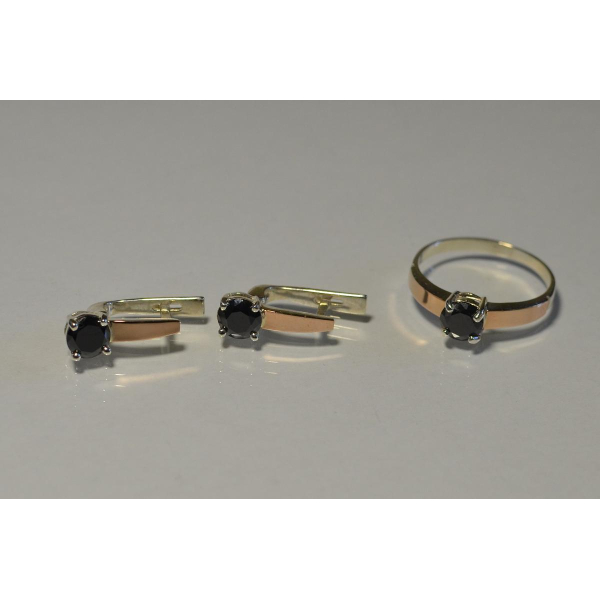 Серебряный набор с напайками из золота (007)