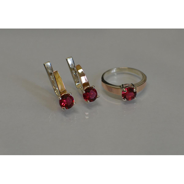 Серебряный набор с напайками из золота (007)