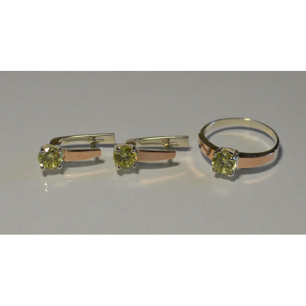 Серебряный набор с напайками из золота (007)