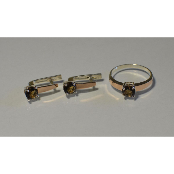 Серебряный набор с напайками из золота (007)