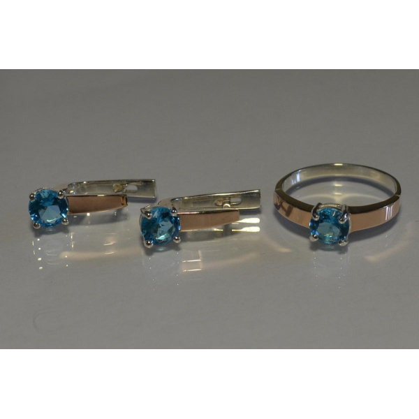 Серебряный набор с напайками из золота (007)