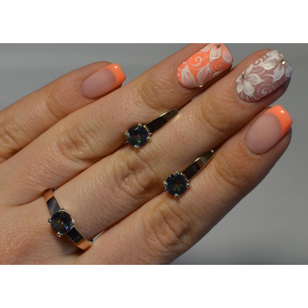 Серебряный набор с напайками из золота (007)