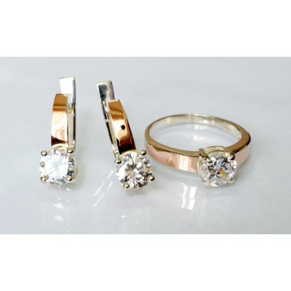 Серебряный набор с напайками из золота (007)