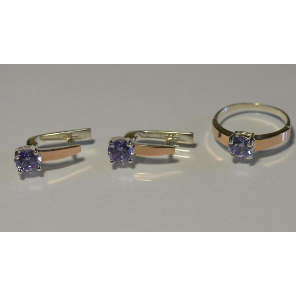 Серебряный набор с напайками из золота (007)