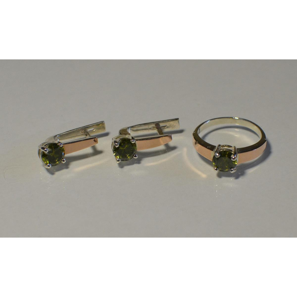 Серебряный набор с напайками из золота (007)