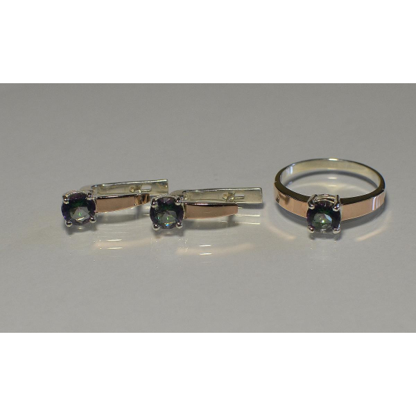 Серебряный набор с напайками из золота (007)