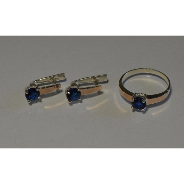 Серебряный набор с напайками из золота (007)