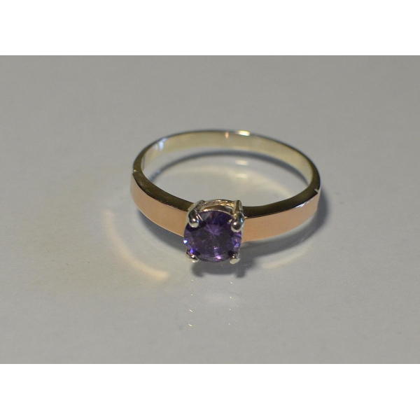 Срібна каблучка з золотими напайками (007к)