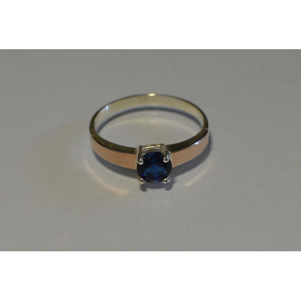 Срібна каблучка з золотими напайками (007к)