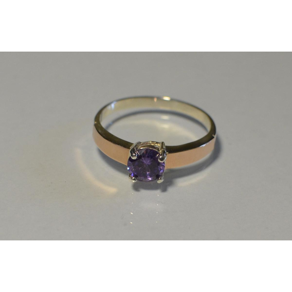 Срібна каблучка з золотими напайками (007к)