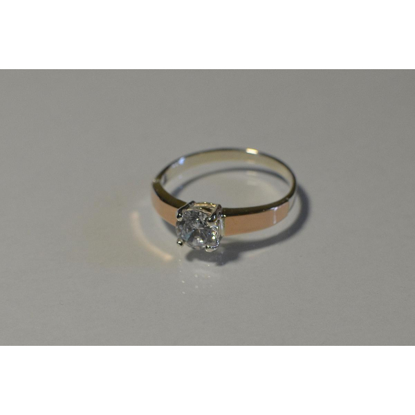 Срібна каблучка з золотими напайками (007к)