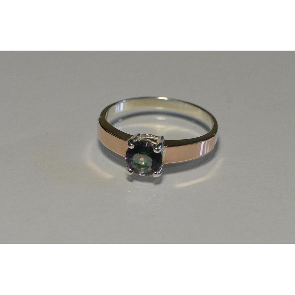 Срібна каблучка з золотими напайками (007к)