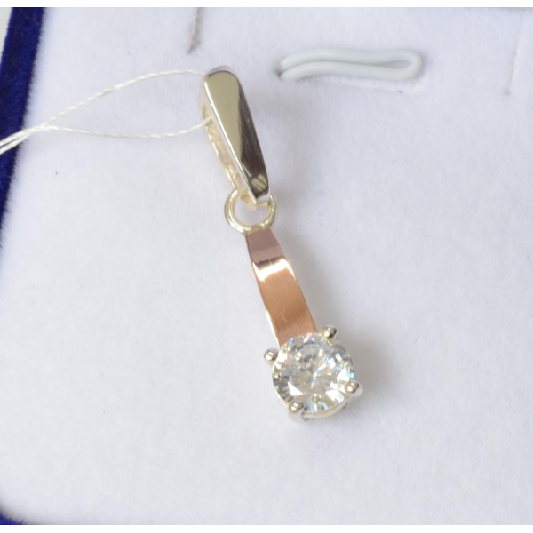 Серебряная подвеска с золотими вставками (007п)