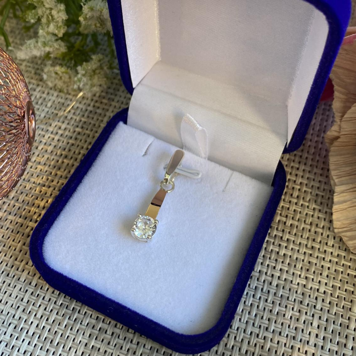 Серебряная подвеска с золотими вставками (007п)