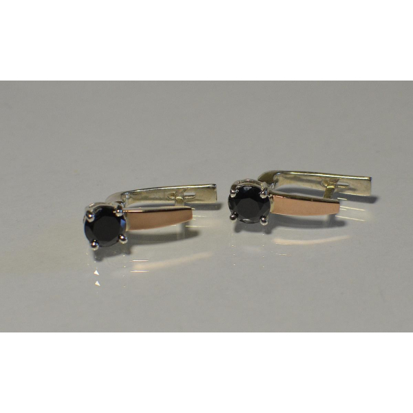 Серебряные серьги с пластинами из золота (007с)