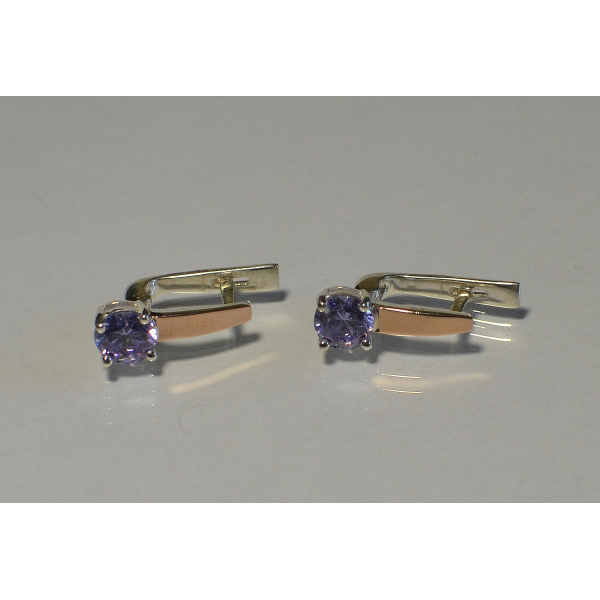 Серебряные серьги с пластинами из золота (007с)