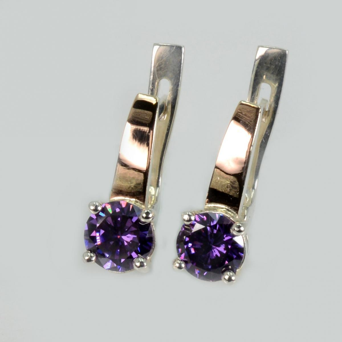 Серебряные серьги с пластинами из золота (007с)