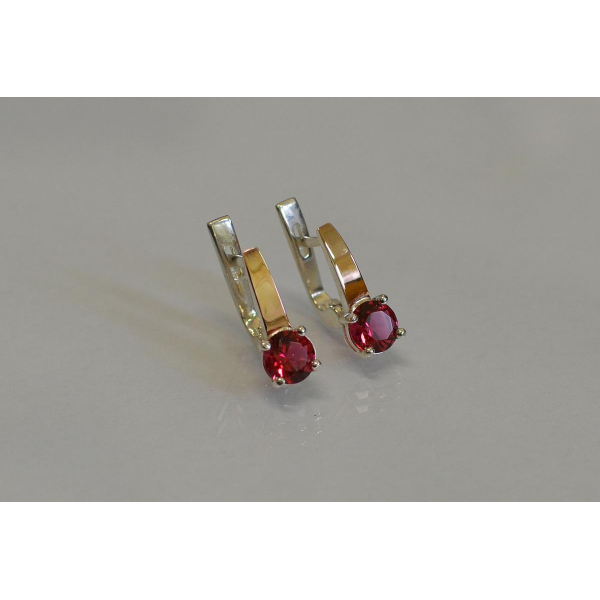 Серебряные серьги с пластинами из золота (007с)