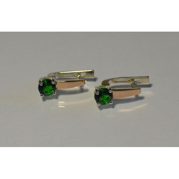 Серебряные серьги с пластинами из золота (007с)