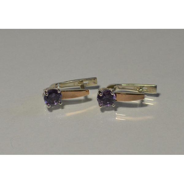 Серебряные серьги с пластинами из золота (007с)