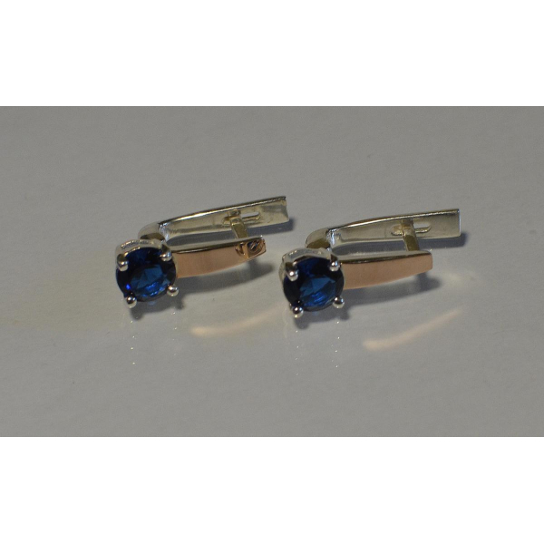 Серебряные серьги с пластинами из золота (007с)