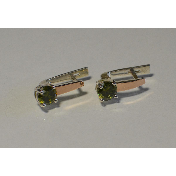 Серебряные серьги с пластинами из золота (007с)