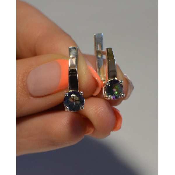 Серебряные серьги с пластинами из золота (007с)