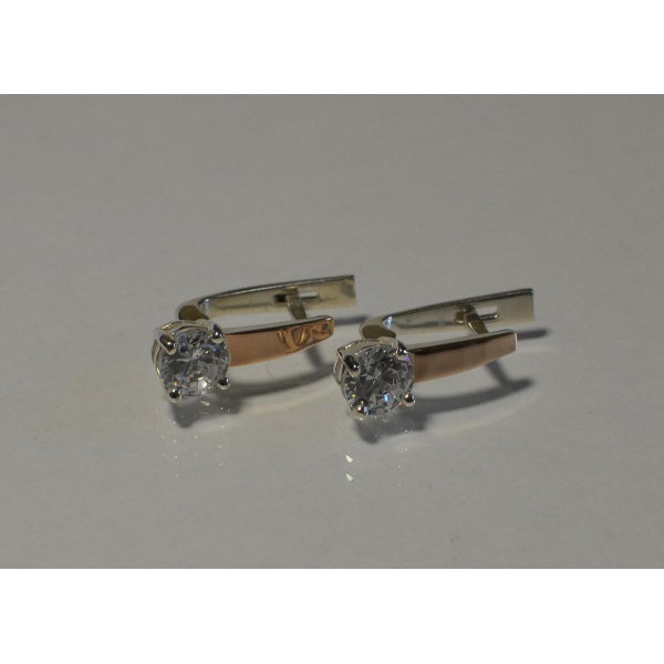 Серебряные серьги с пластинами из золота (007с)