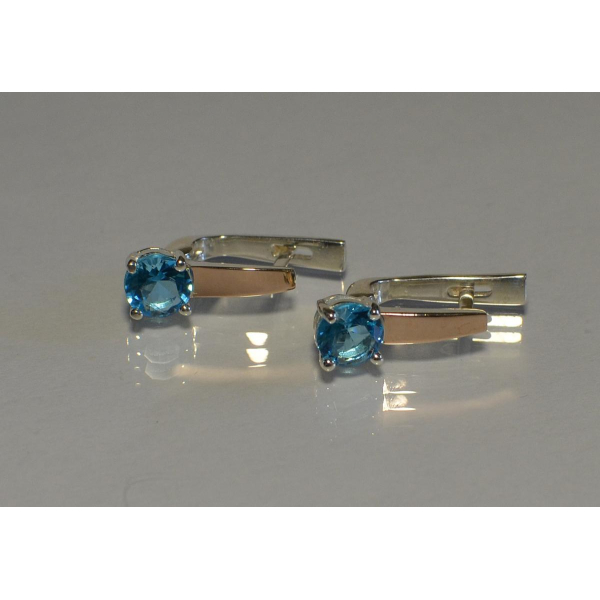 Серебряные серьги с пластинами из золота (007с)