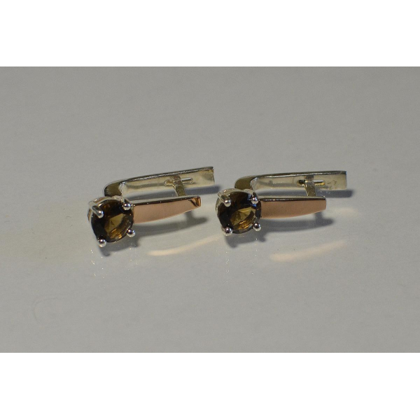 Серебряные серьги с пластинами из золота (007с)