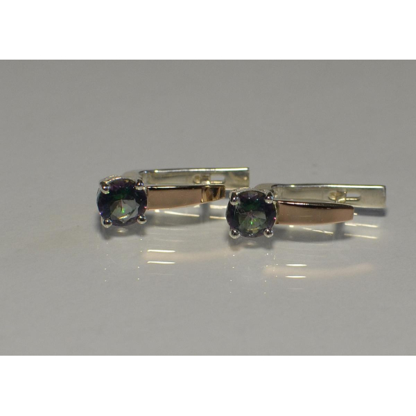 Серебряные серьги с пластинами из золота (007с)