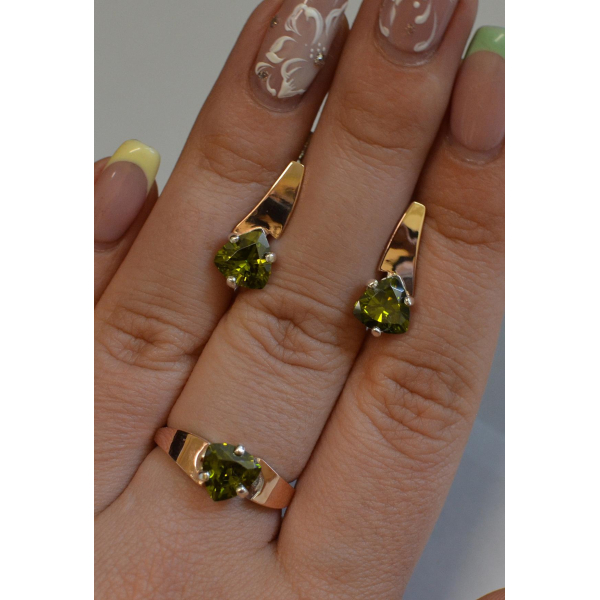 Серебряный гарнитур с золотыми пластинами (008)