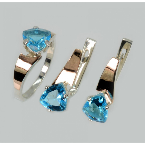 Срібний гарнітур з золотими пластинами