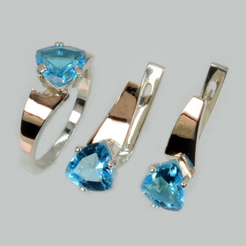 Серебряный гарнитур с золотыми пластинами