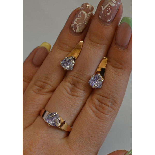 Серебряный гарнитур с золотыми пластинами (008)