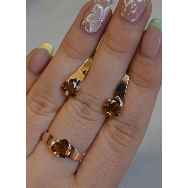 Серебряный гарнитур с золотыми пластинами (008)