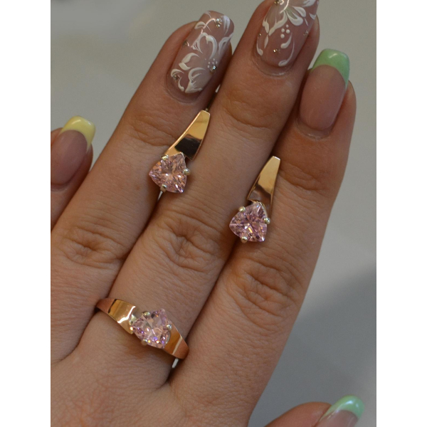 Серебряный гарнитур с золотыми пластинами (008)