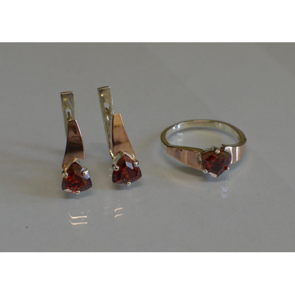 Серебряный гарнитур с золотыми пластинами (008)