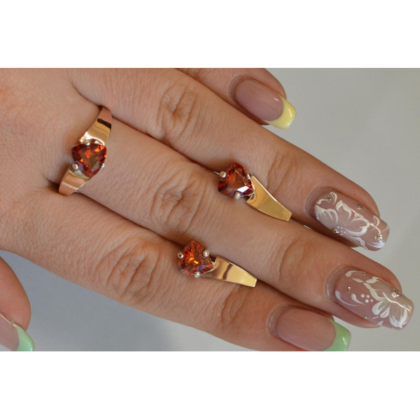 Серебряный гарнитур с золотыми пластинами (008)